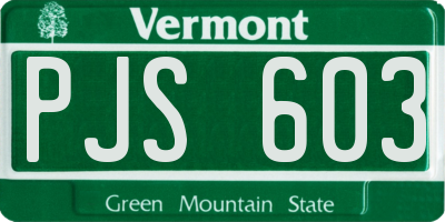 VT license plate PJS603