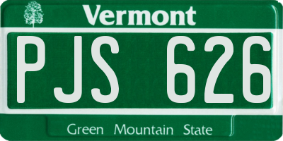 VT license plate PJS626