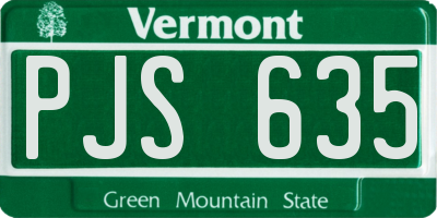 VT license plate PJS635