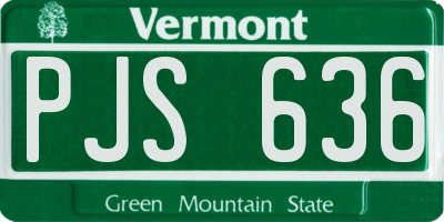 VT license plate PJS636
