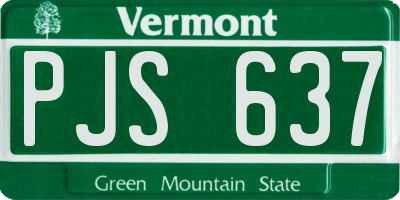 VT license plate PJS637
