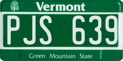 VT license plate PJS639