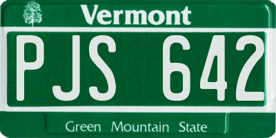 VT license plate PJS642