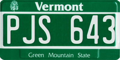 VT license plate PJS643