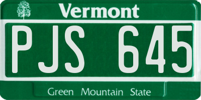 VT license plate PJS645