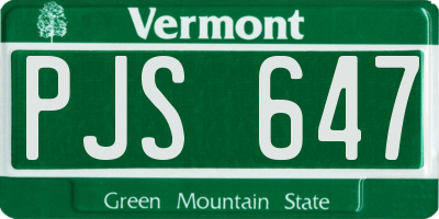 VT license plate PJS647