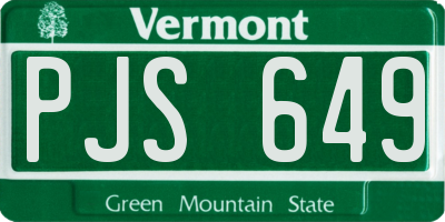 VT license plate PJS649