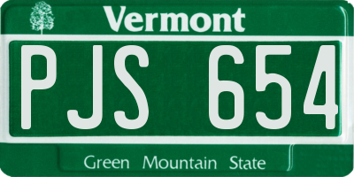VT license plate PJS654