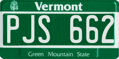 VT license plate PJS662