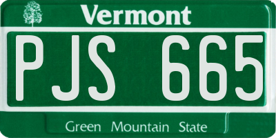 VT license plate PJS665