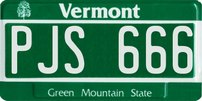 VT license plate PJS666