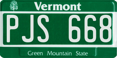 VT license plate PJS668