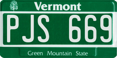 VT license plate PJS669