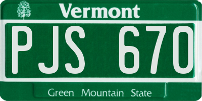 VT license plate PJS670