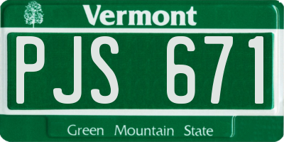 VT license plate PJS671