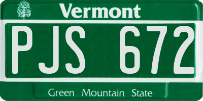 VT license plate PJS672