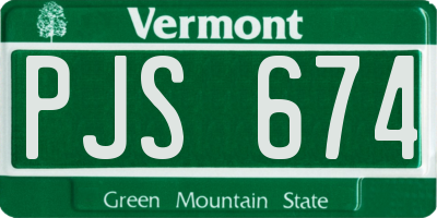 VT license plate PJS674