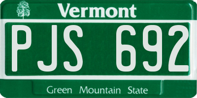 VT license plate PJS692