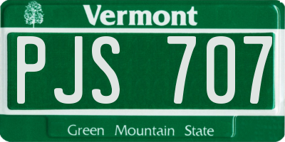 VT license plate PJS707