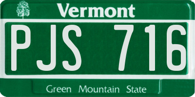 VT license plate PJS716
