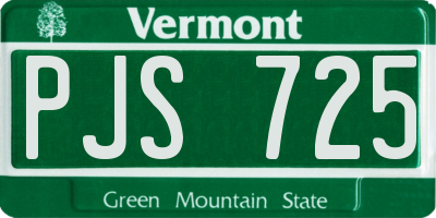 VT license plate PJS725