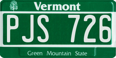 VT license plate PJS726