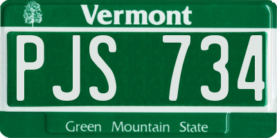 VT license plate PJS734