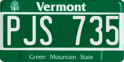 VT license plate PJS735
