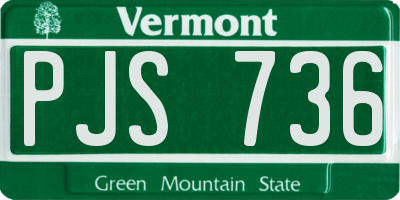 VT license plate PJS736