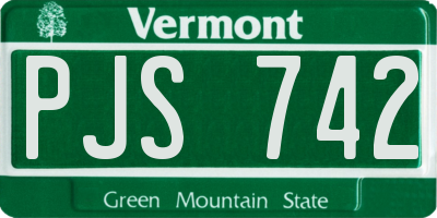 VT license plate PJS742