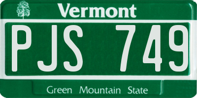 VT license plate PJS749