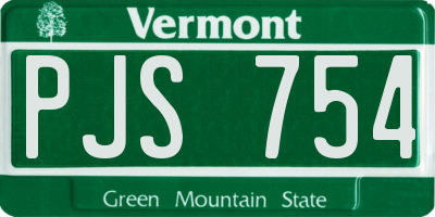VT license plate PJS754