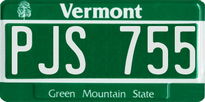 VT license plate PJS755