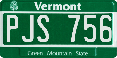 VT license plate PJS756