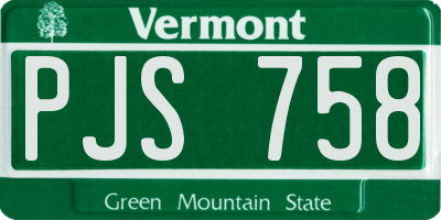 VT license plate PJS758