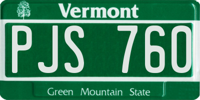 VT license plate PJS760
