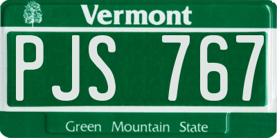 VT license plate PJS767