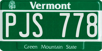 VT license plate PJS778