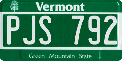 VT license plate PJS792