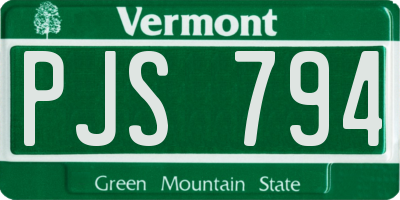 VT license plate PJS794