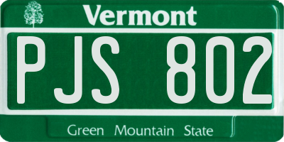 VT license plate PJS802