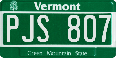 VT license plate PJS807