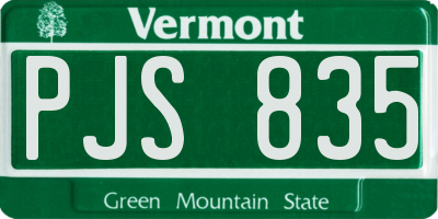 VT license plate PJS835