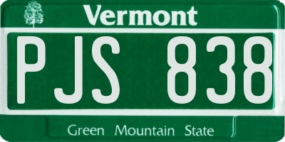 VT license plate PJS838