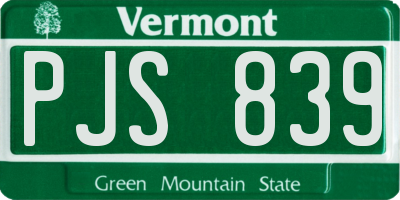 VT license plate PJS839
