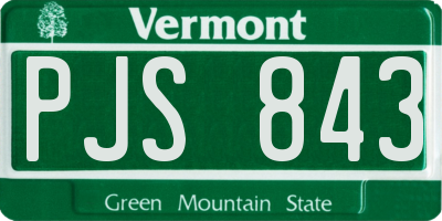 VT license plate PJS843