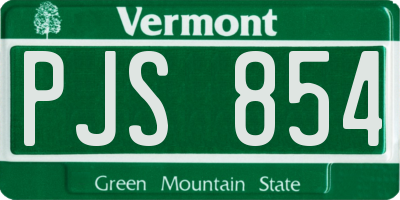 VT license plate PJS854