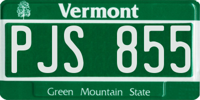 VT license plate PJS855