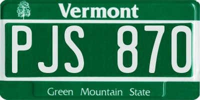 VT license plate PJS870