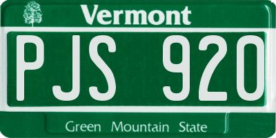 VT license plate PJS920